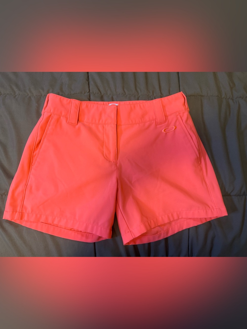 Oakley Neon Orange/Pink Performance Shorts Size 4, SMALL STAIN